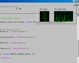 Close-up of a semi-transparent Windows Task Manager floating over the Visual C++ editor
