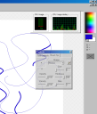 Close-up of an alpha-blended Paint Shop Pro control palette and transparent Task Manager
